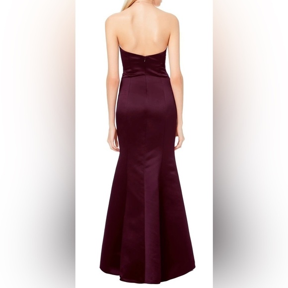 Bill Levkoff Charlotte Euro Satin Sweetheart Trumpet Mermaid Dress Euro Plum - Picture 2 of 8